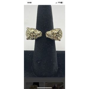 Two Headed Jaguar Gold Tone Ring Size 8 Unisex Statement Piece Collectors
